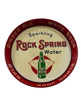 Rock Spring Soda Water Metal Serving Tray Vintage-Style Red & Green